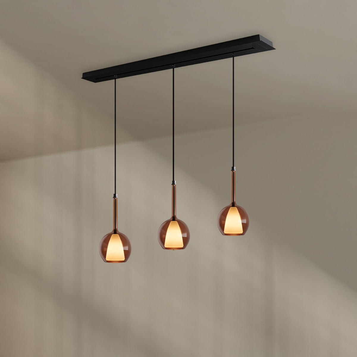 Suspension de table Belluna 3 lumières, longueur 120 cm