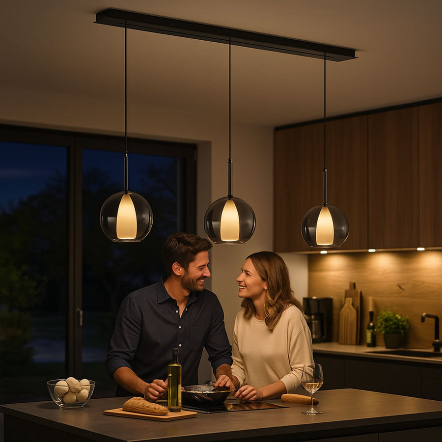 Suspension de table Belluna 3 lumières, longueur 160 cm