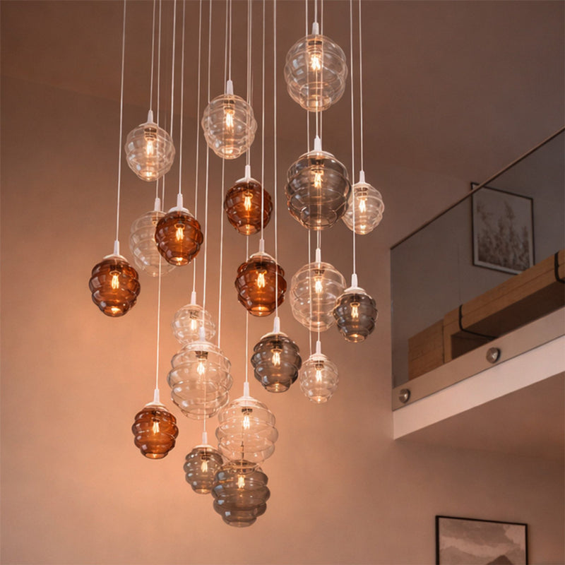 Suspension grande hauteur Echos, câble 5 m, monture blanche