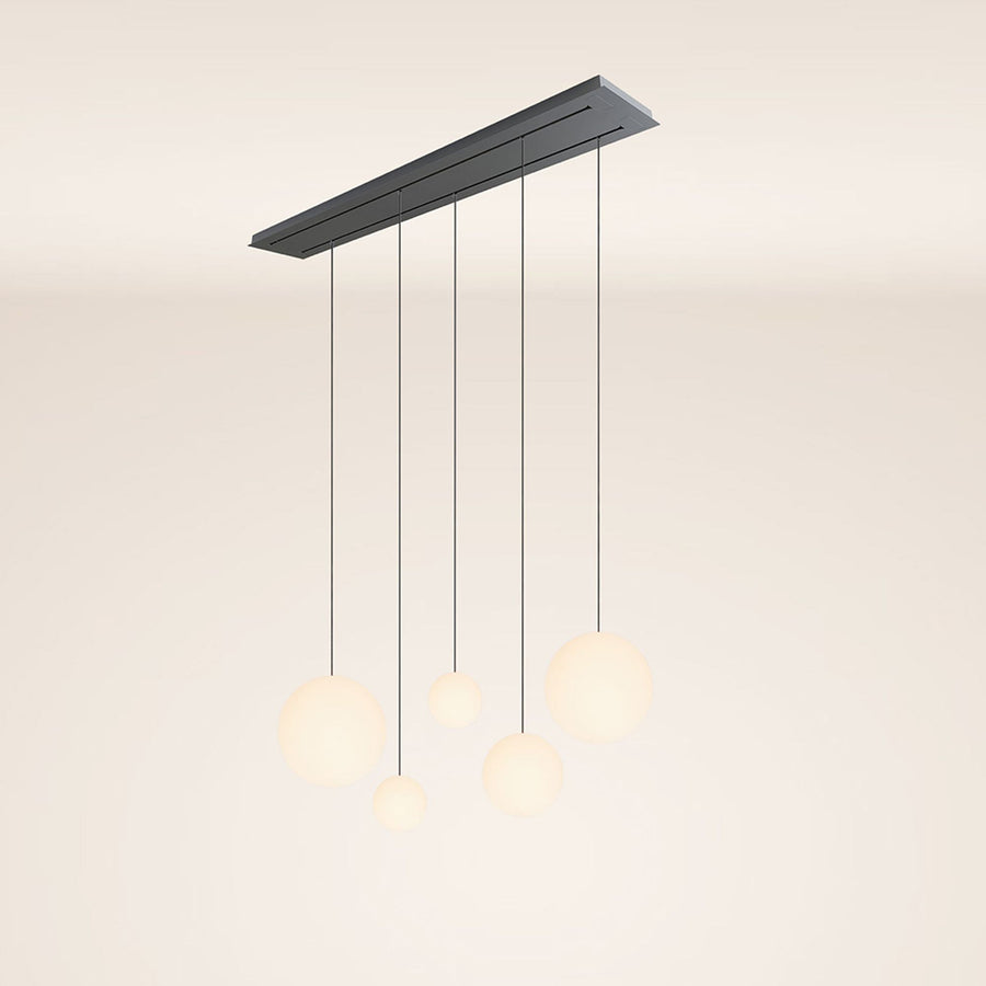Suspension de table Orb 5 lumières sur 2 rangées, longueur 160 cm