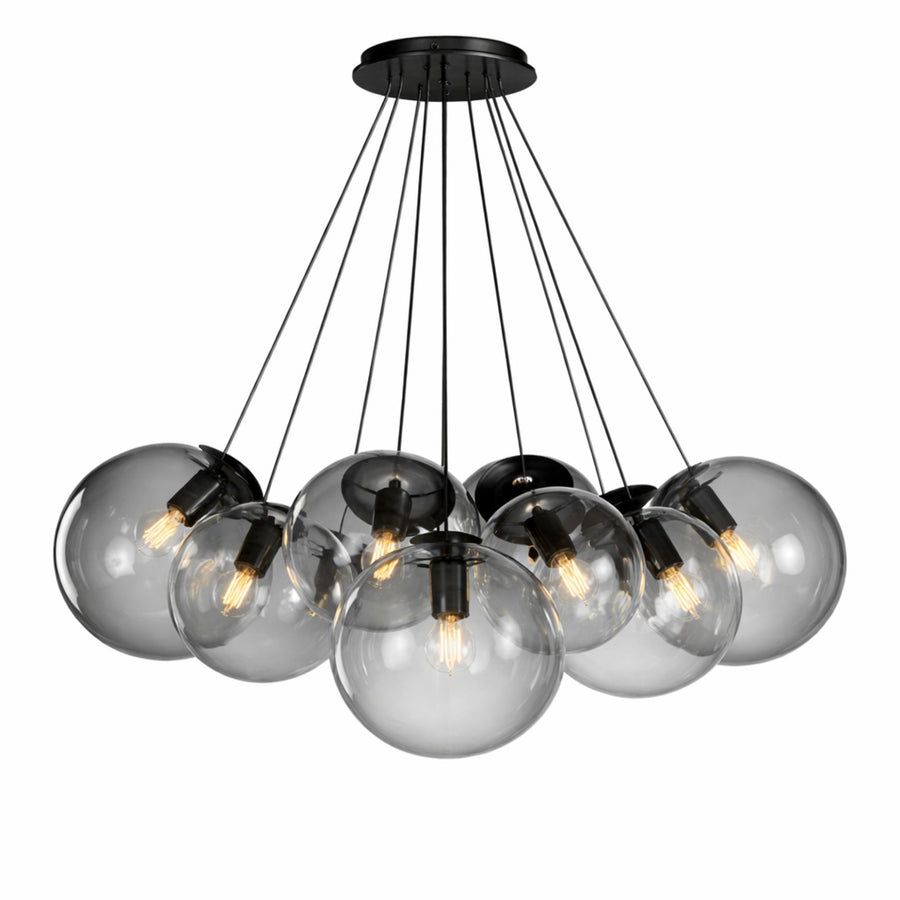 Suspension grappe Orb 13 lumières, verres Ø 20 cm