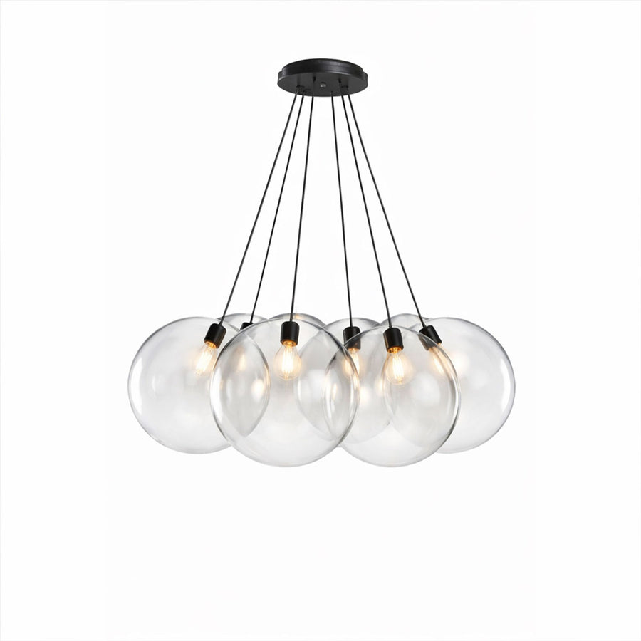 Suspension grappe Orb 7 lumières, verres Ø 50 cm