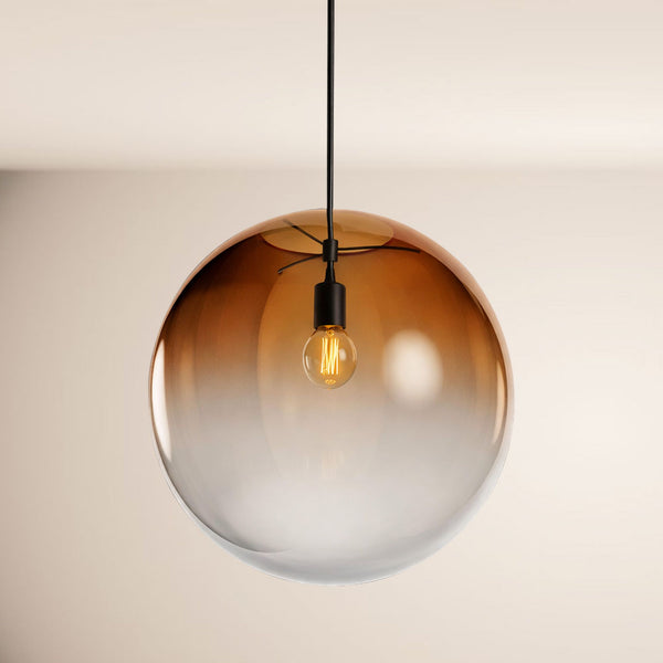 Suspension grande hauteur Orb globe en verre, câble 5 m, monture noire