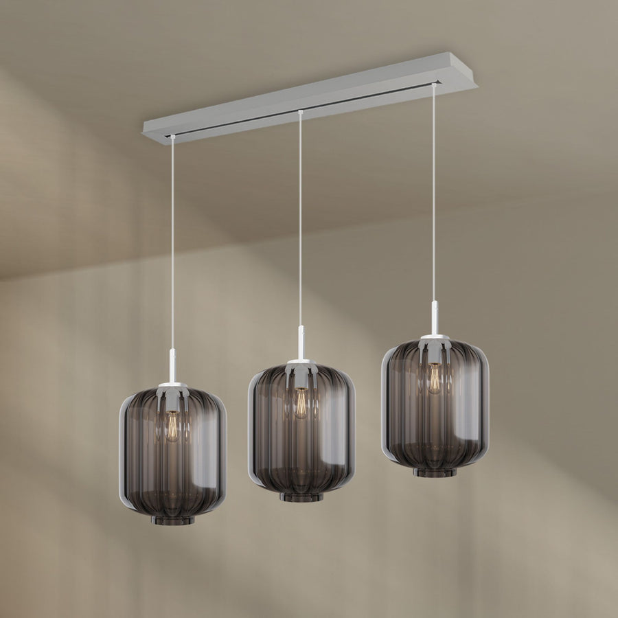 Suspension de table Velo 3 lumières, longueur 120 cm, verres Ø 25 cm