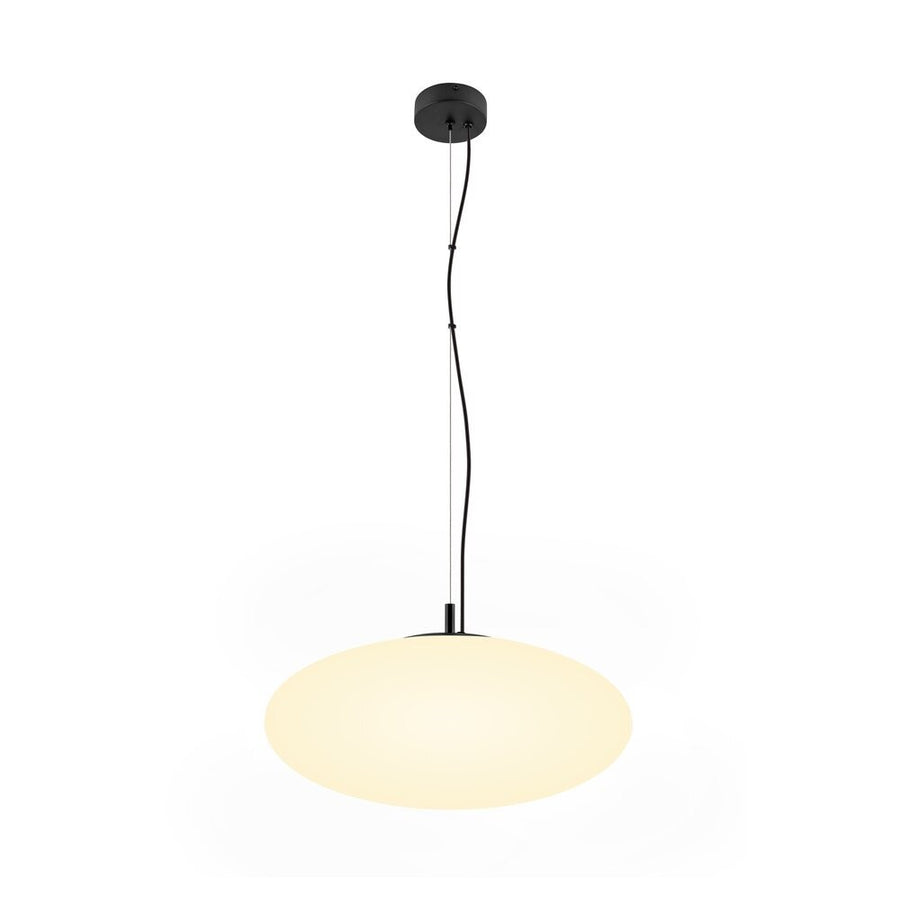 Suspension complète avec diffuseur ovale allumé et câble de fixation.