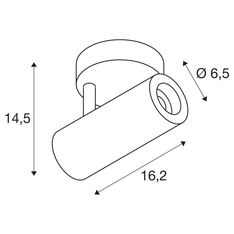 Schéma coté montrant la hauteur et le diamètre du spot.