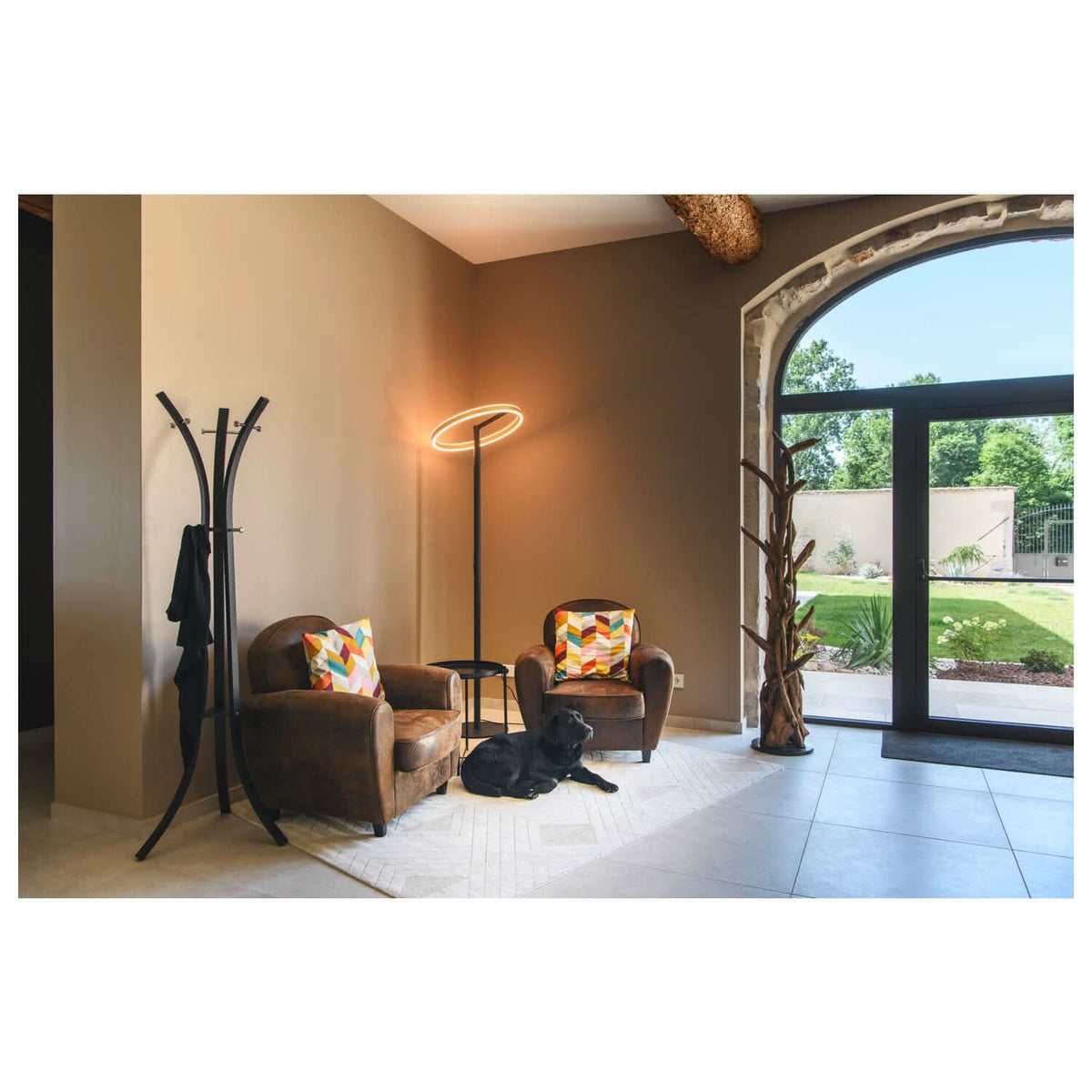 Lampadaire ONE noir et laiton, H 196 cm