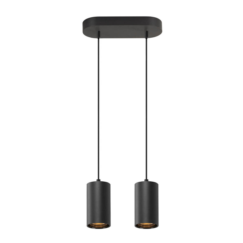 Suspension Asto 2 lumières noire