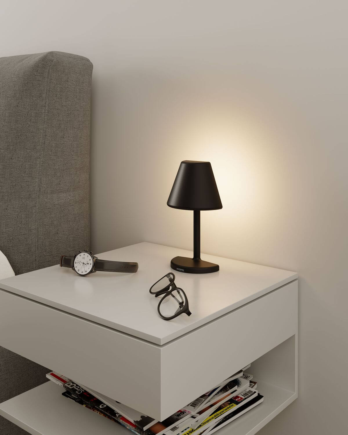 Lampe à poser sans fil Twin noire