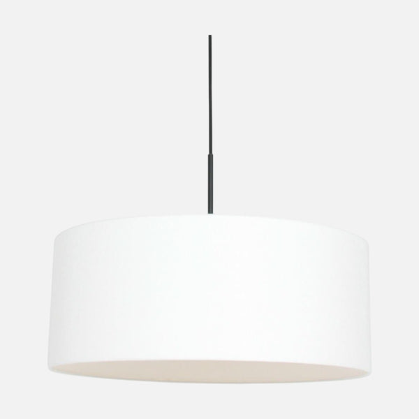Suspension lin blanc, abat-jour tambour Ø 50 cm, salon | Lina