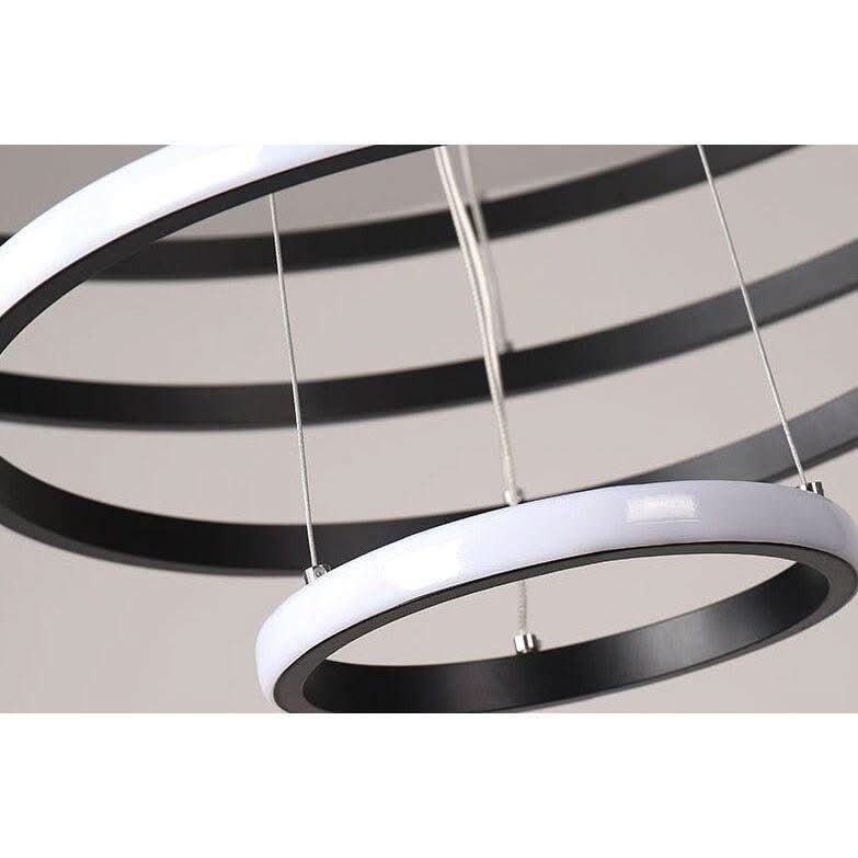 Suspension Luminaire Cercle | Lueur Aurorale - Designix Suspension luminaire Blanc 40 60 80cm | 90W | 3 anneaux Lumière Chaude