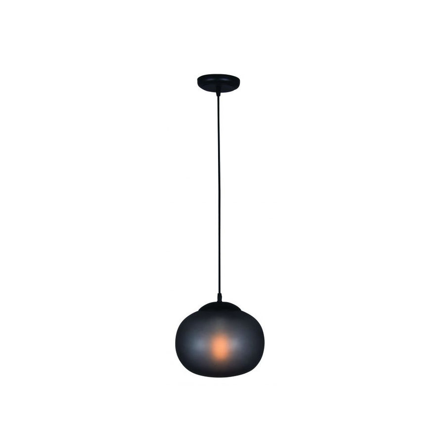 Vue produit de face d'une suspension noire mate à abat-jour sphérique