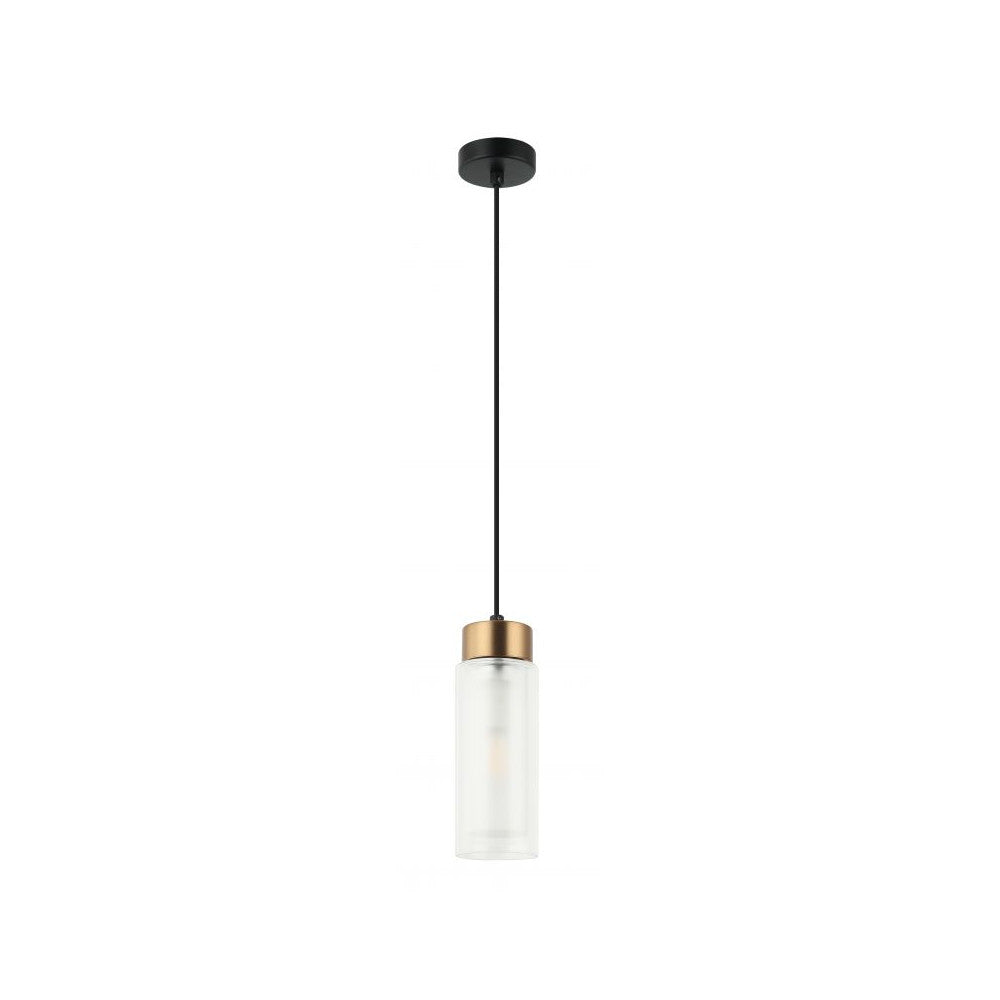 Suspension ZAMBELIS D80 E14 DESIGN Noir Sable et Laiton Sans Source 22137