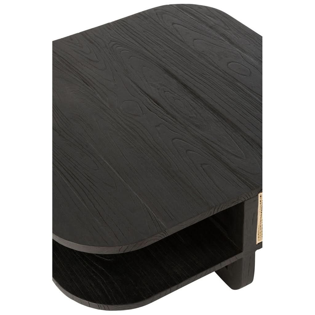 Table Basse Bois Rattan Noir - Designix