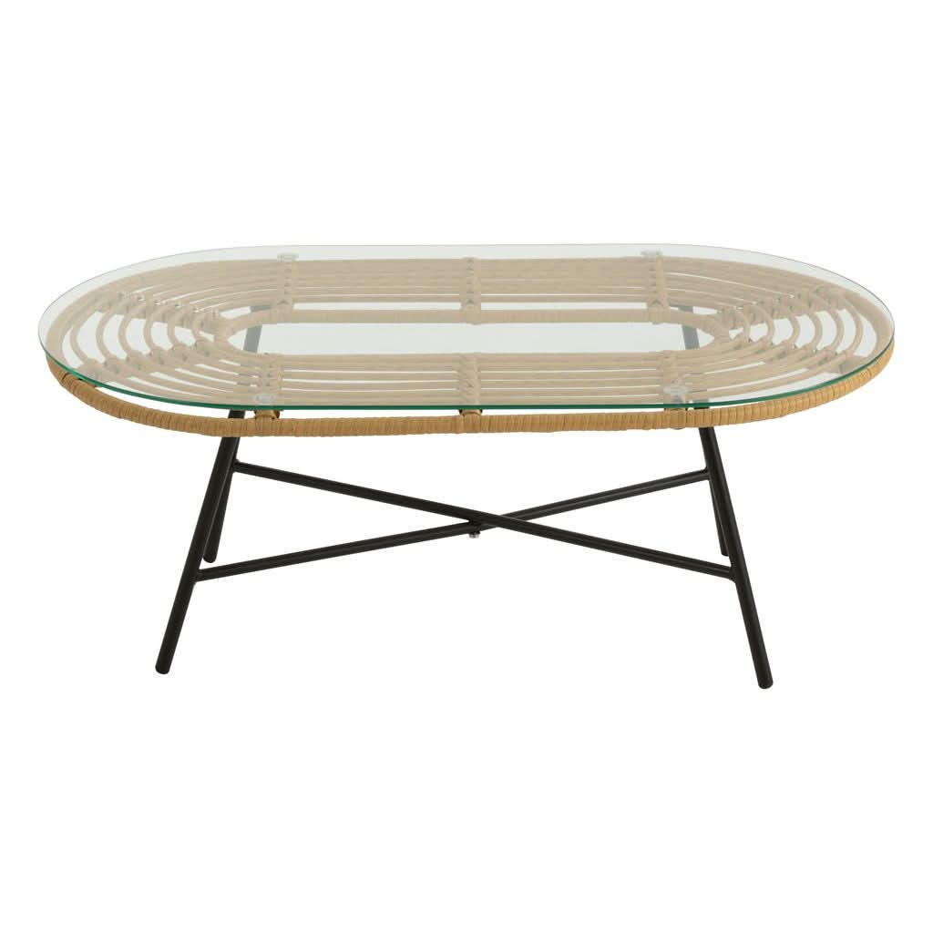 Table Basse Ovale Métal Verre - Designix
