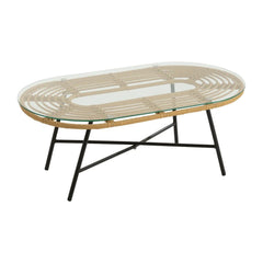 Table Basse Ovale Métal Verre