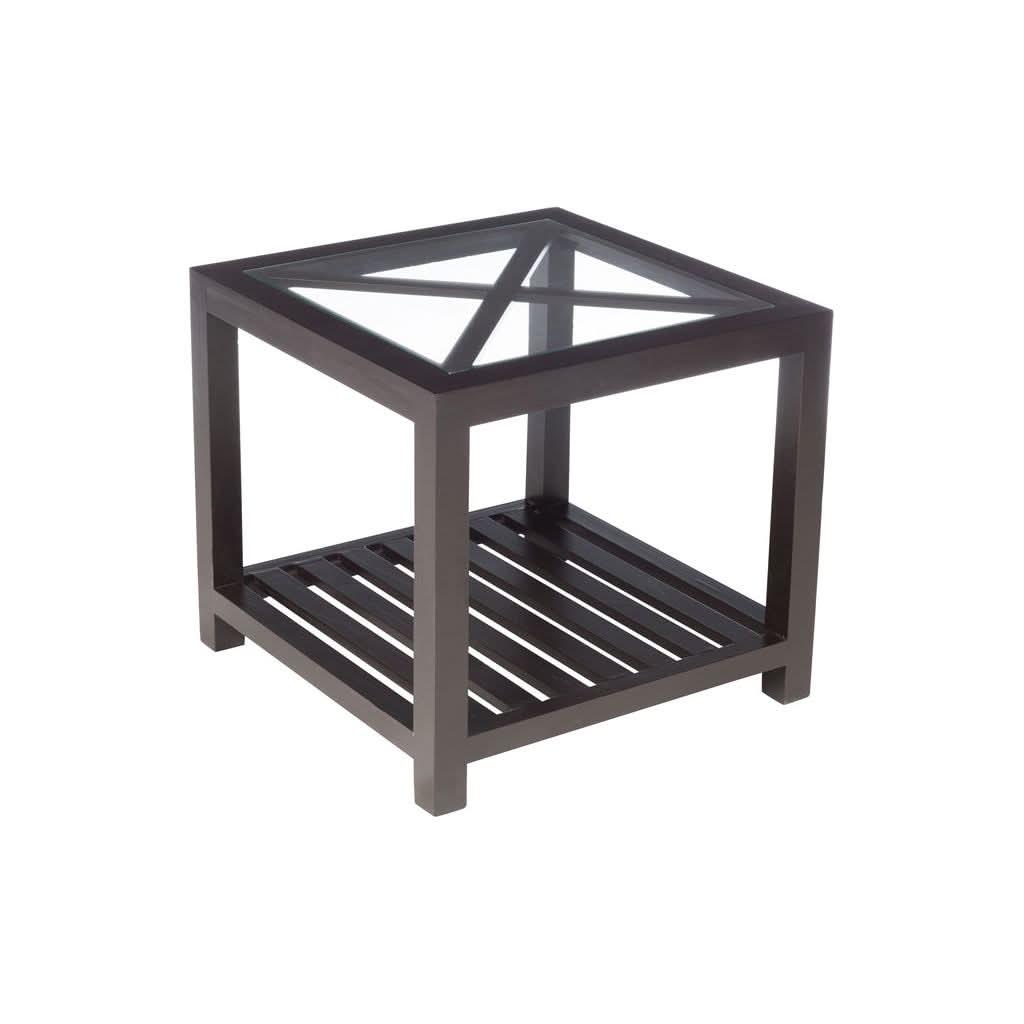 Table d'appoint Bois et Verre Noir - Designix