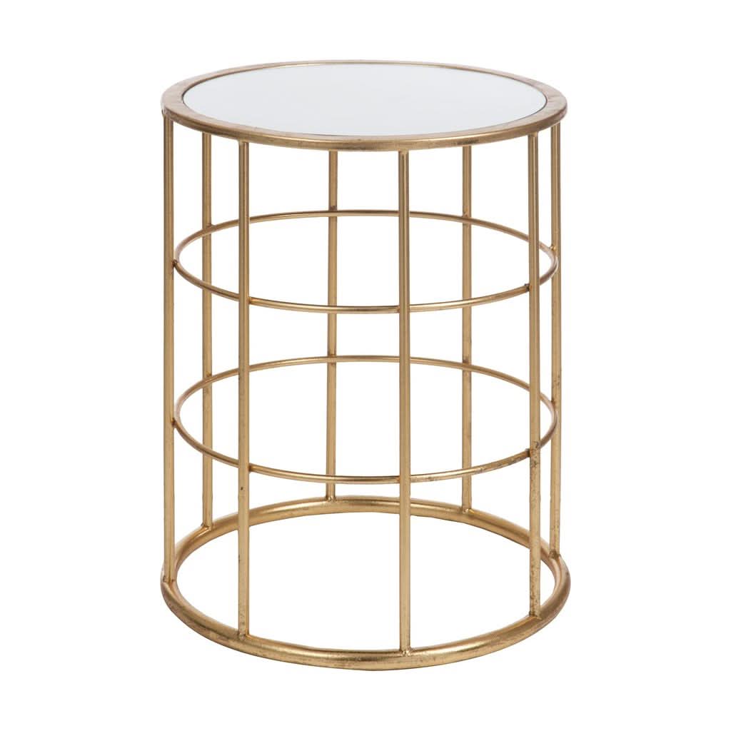 Table D'Appoint Métal Verre Doré - Designix