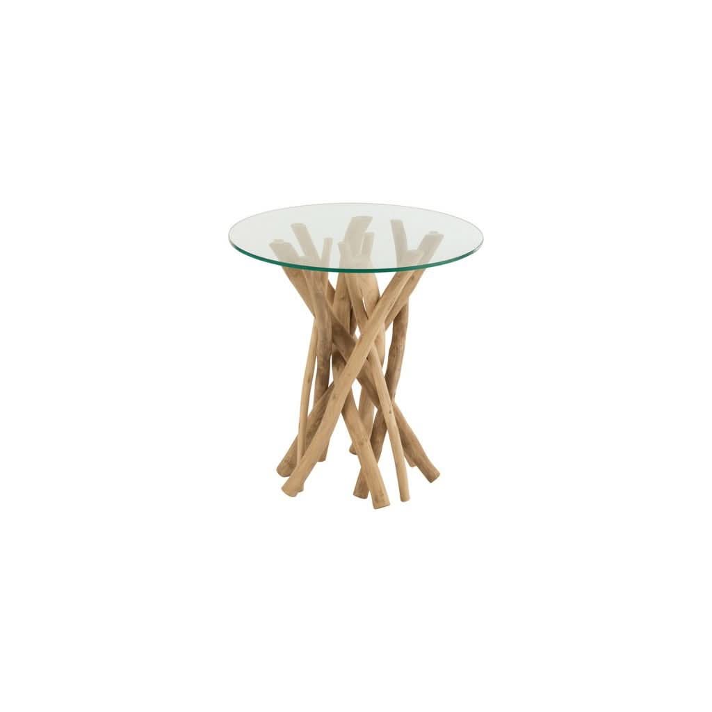 Table d'appoint Teck Naturel Verre - Designix