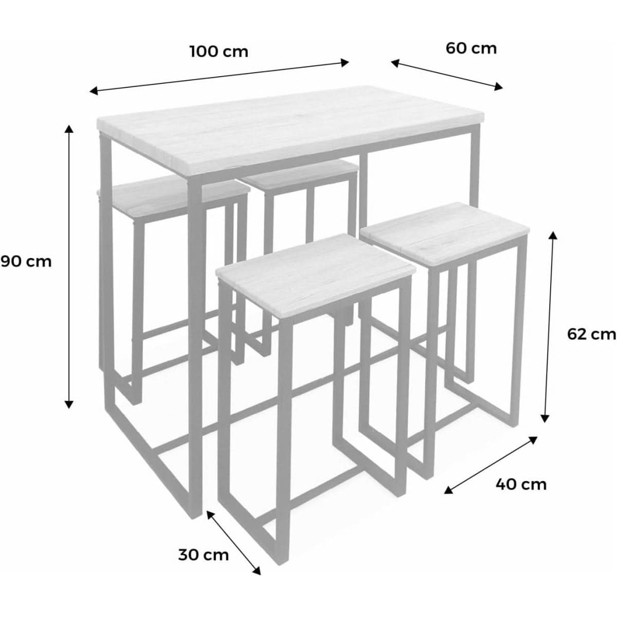 Table Haute Encachée Industrielle | Flamme - Designix Table