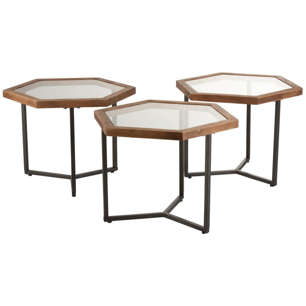 Tables D'Appoint Hexagonales En Verre - Designix