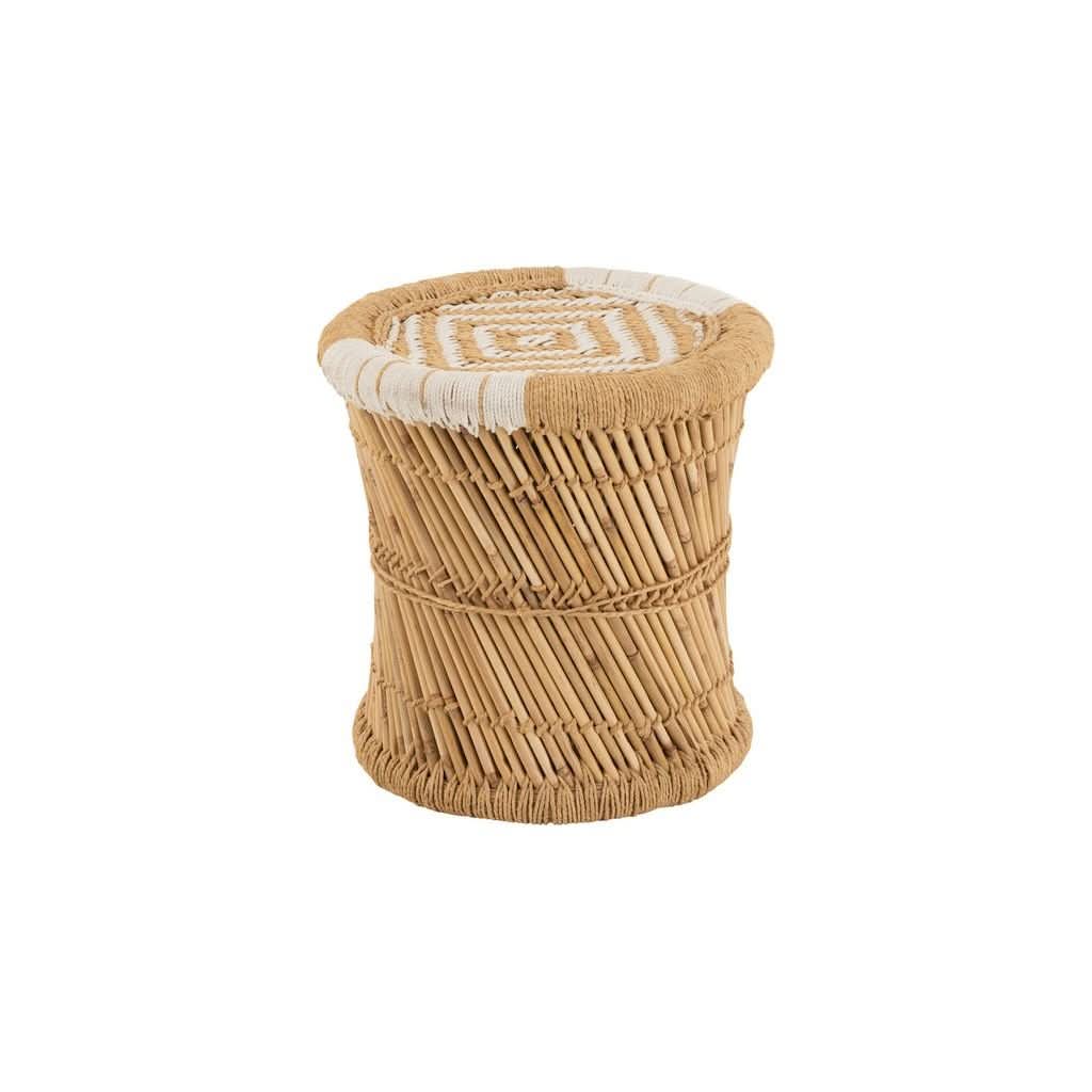 Tabouret Bambou Naturel Blanc - Designix