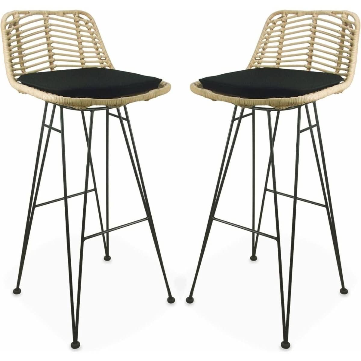 Tabourets Bar Rotin Métal | Éclair - Designix Tabouret