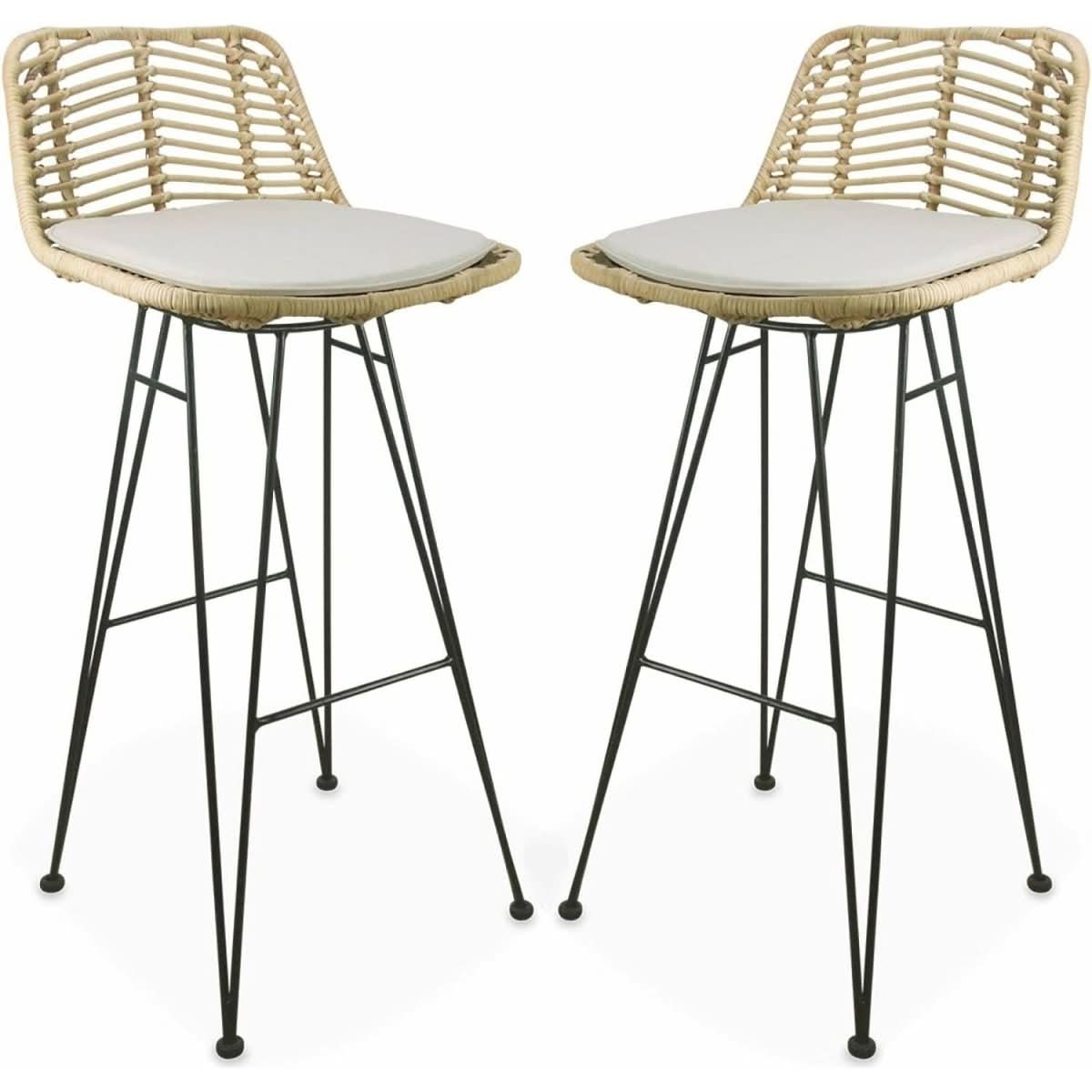 Tabourets Bar Rotin Métal | Joli - Designix Tabouret