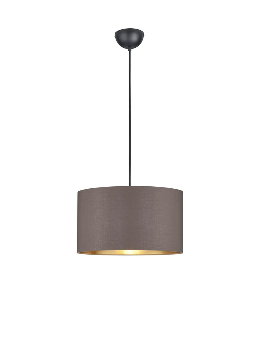 Luminaire isolé sur fond blanc, câble noir et fixation plafond bien visibles