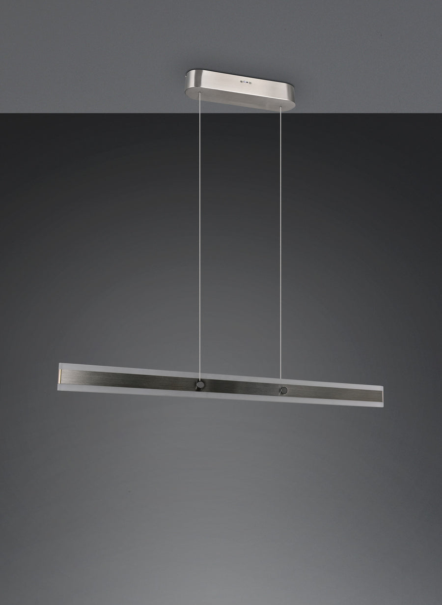 Suspension Arcola nickel satiné, L 115 cm