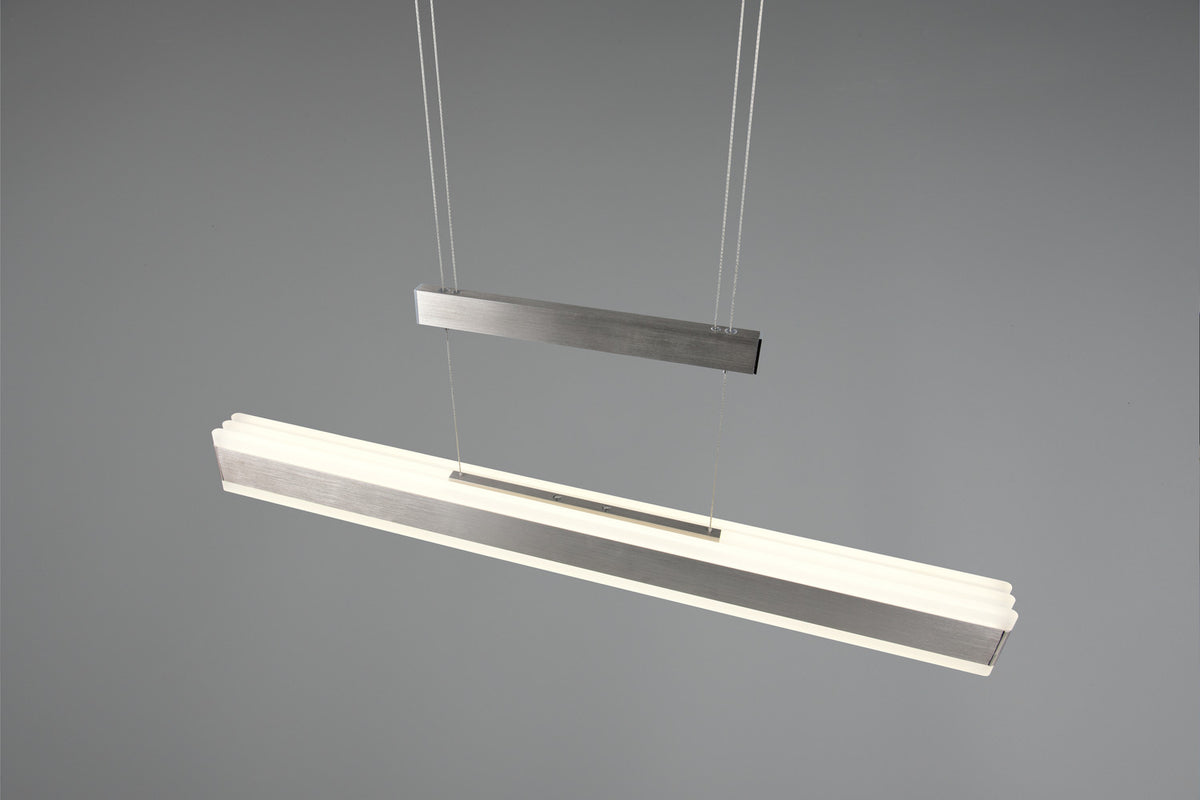 Suspension Arcola nickel satiné, L 150 cm