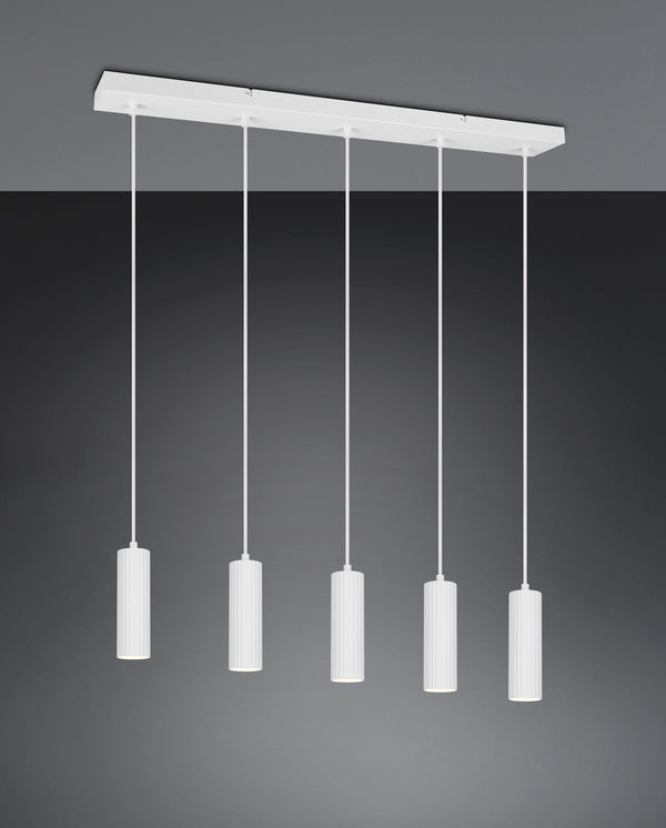 Suspension Soka 5 lumières blanche mat