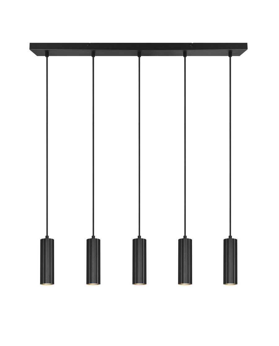 Suspension Soka 5 lumières noire mat