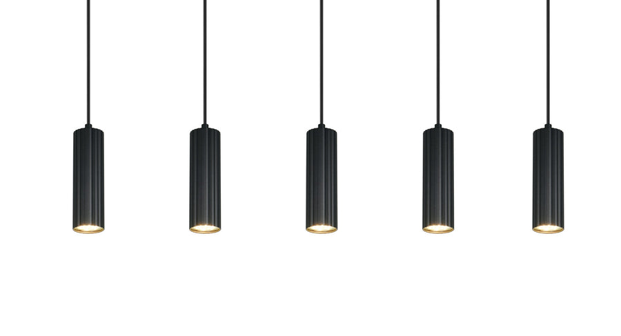 Suspension Soka 5 lumières noire mat
