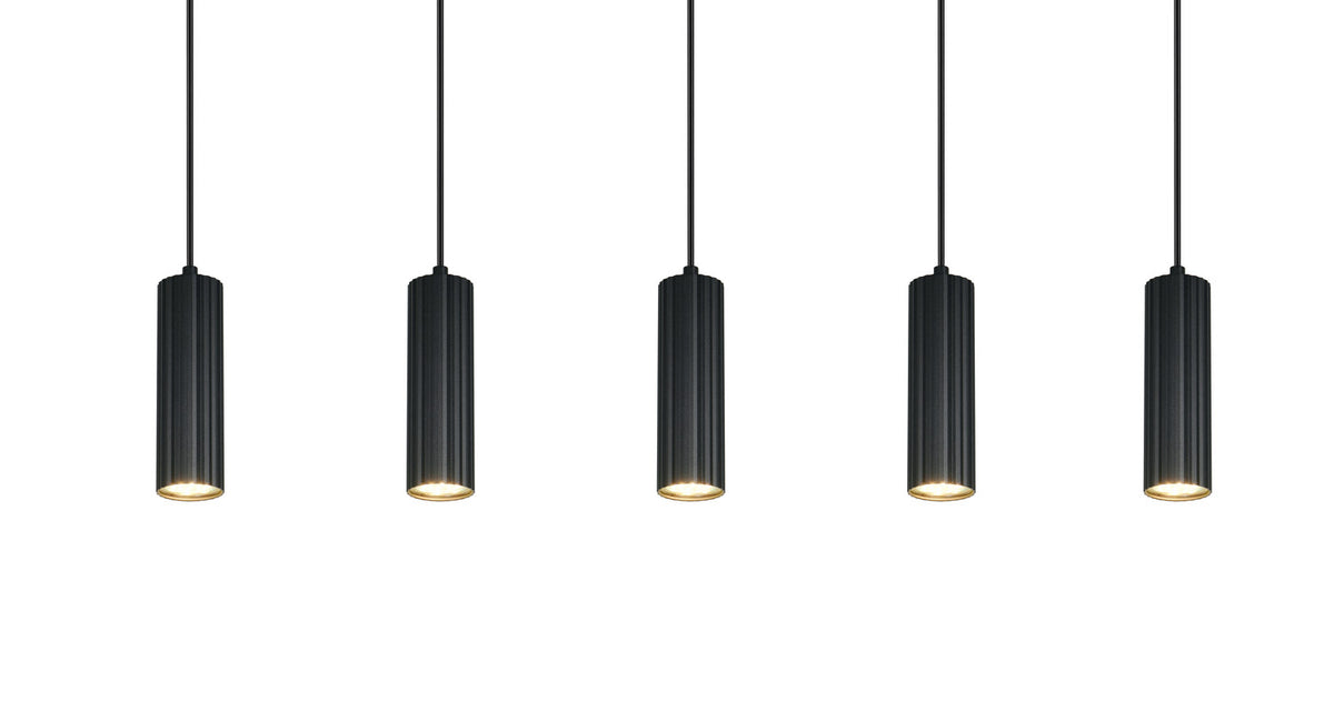 Suspension Soka 5 lumières noire mat