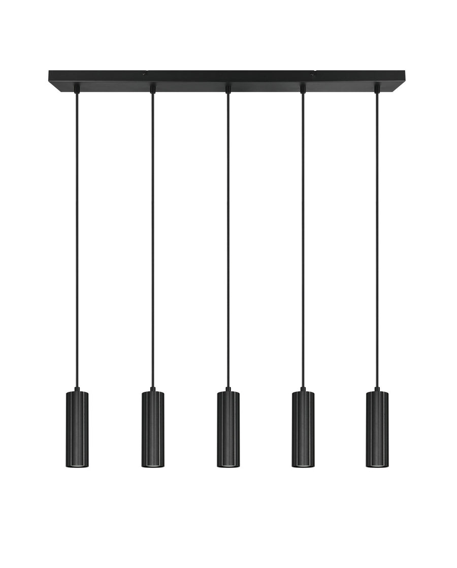 Suspension Soka 5 lumières noire mat
