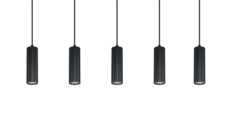 Suspension Soka 5 lumières noire mat