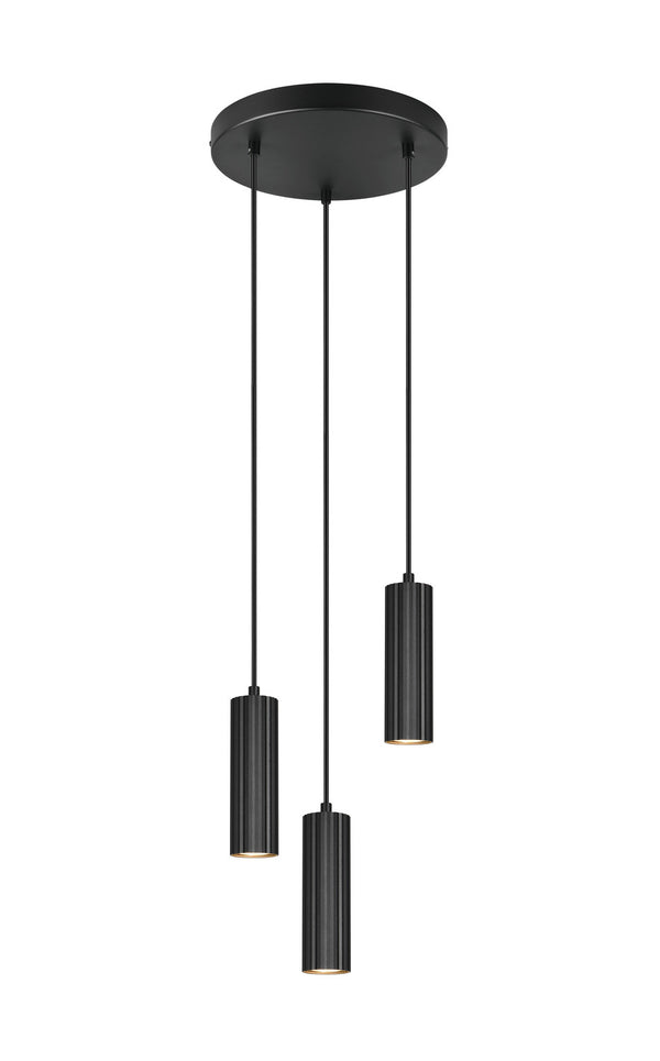 Suspension Soka 3 lumières noire mat