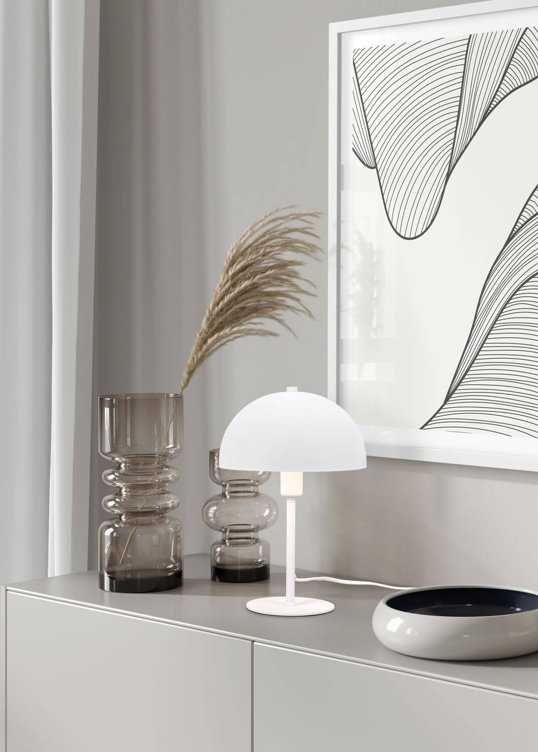 Lampe à poser Nola blanche mat, H 30,5 cm