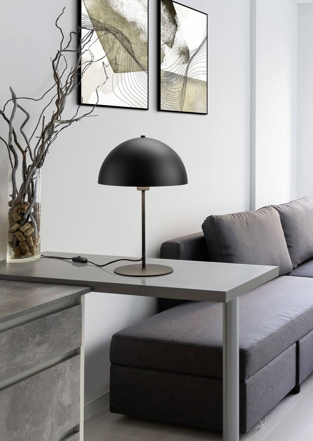 Lampe à poser Nola noire mat, H 45 cm