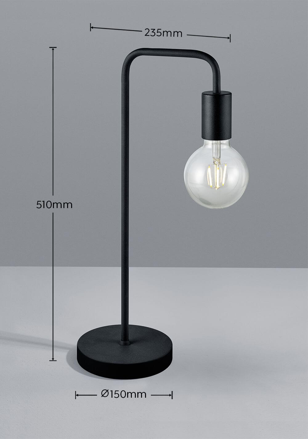 Schéma de dimensions avec hauteur 510 mm, largeur 235 mm et base Ø150 mm
