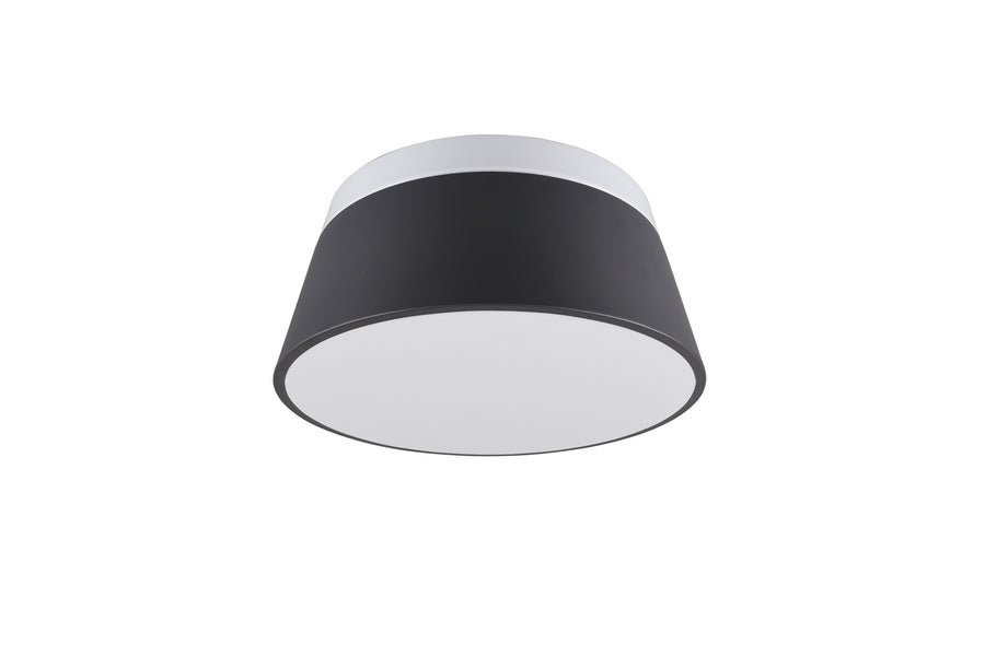Plafonnier allumé, diffuseur blanc uniformément éclairé et halo lumineux