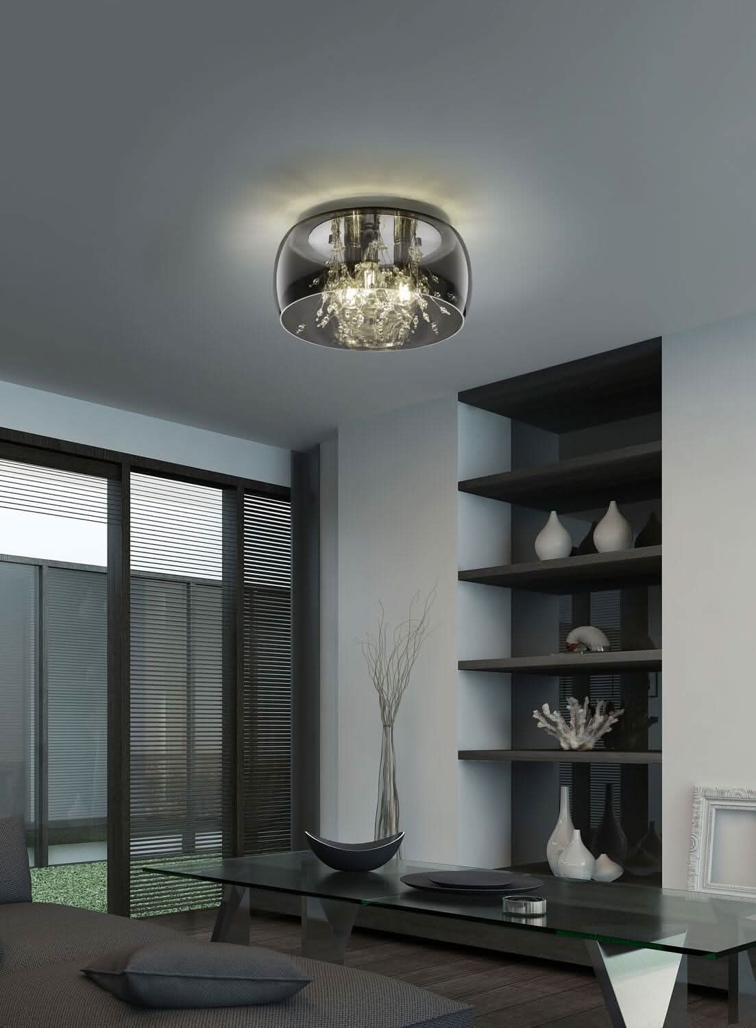 Plafonnier Crystel 3 lumières chromé, verre