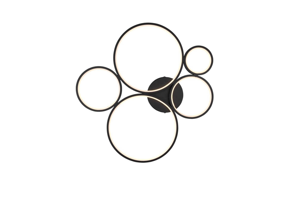 Plafonnier Rondo noir mat, L 59 cm