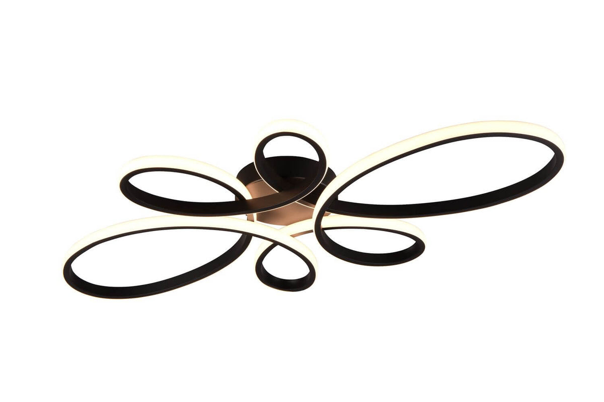 Plafonnier Fly noir mat, L 83 cm