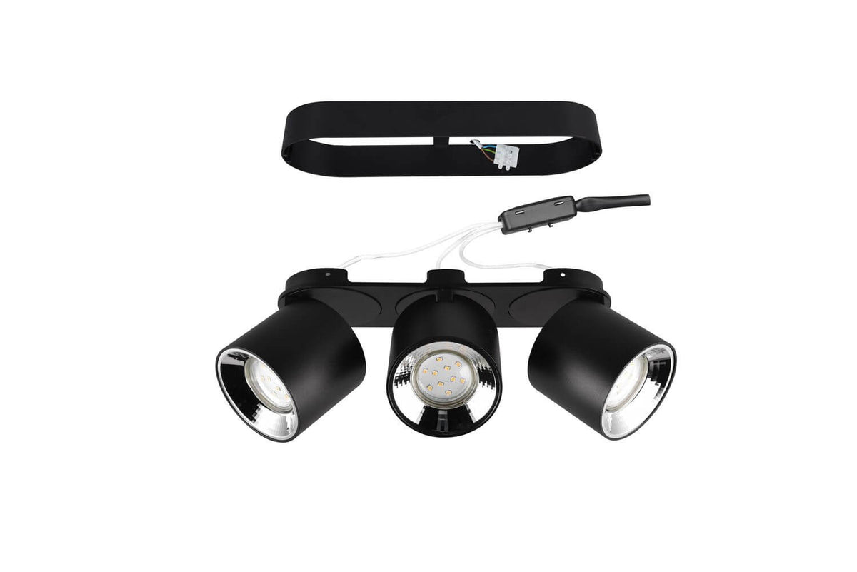 Plafonnier Guayana 3 lumières noir mat