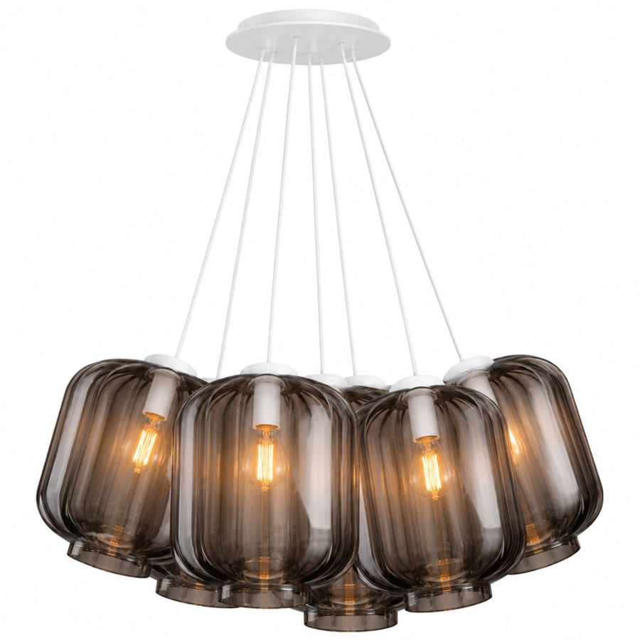 Suspension grappe Velo 7 lumières, verres Ø 25 cm