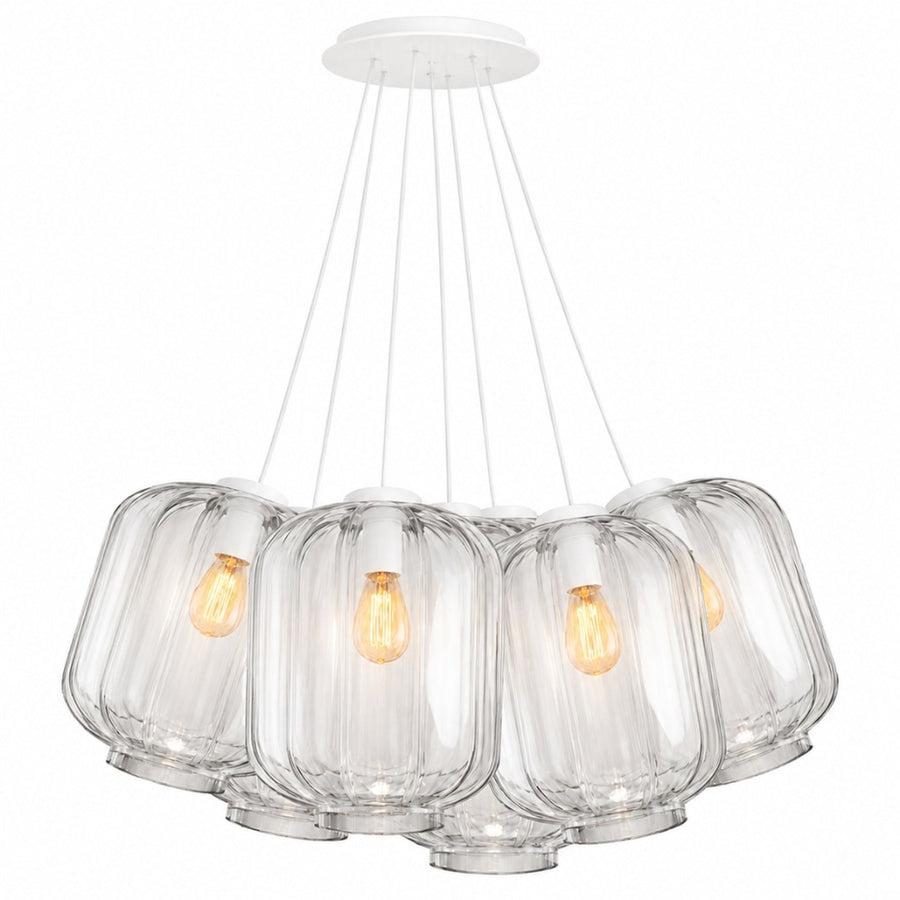 Suspension grappe Velo 7 lumières, verres Ø 25 cm