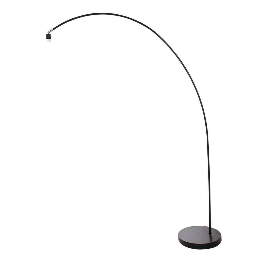 Lampadaire arc noir mat Solva, vue d'ensemble douille E27
