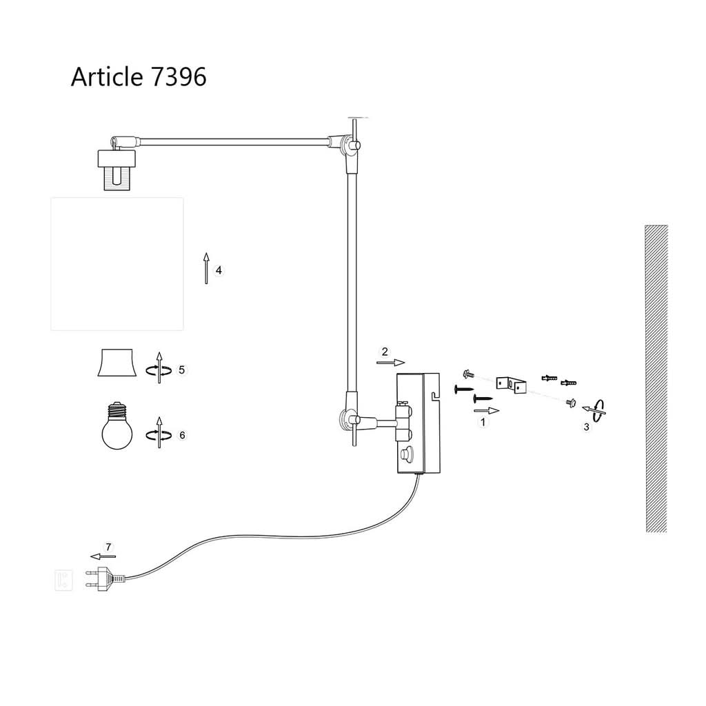Notice technique avec numéro d'article, pièces détachées et schéma de montage du luminaire
